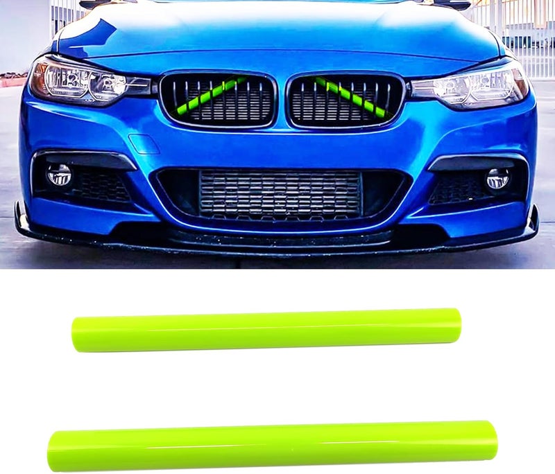 SHSBSCAR M-Sport V Brace Grille Inserts Stripes Trim, Compatible with BMW F30 F32 320 328 330 335 428 435 3/4 Series etc Front Grille Trim Stripes Cover (F30 Green) - Image 1
